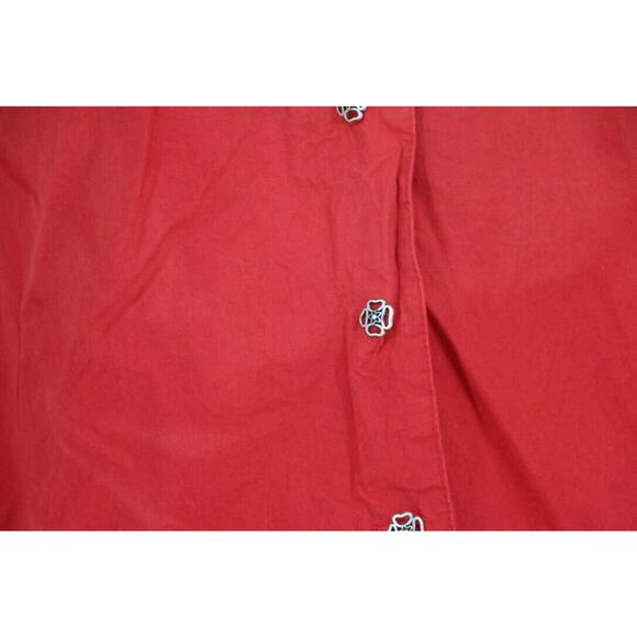 VINTAGE Samantha Edwards Womens Size Small Padded Shoulder Button Down Shirt Red - Picture 4 of 7